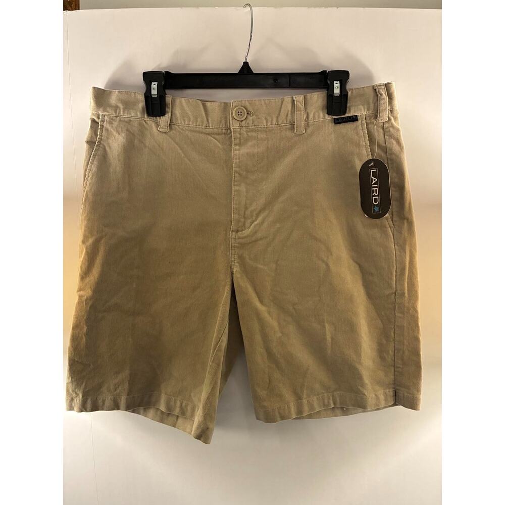 Laird Corduroy Shorts Mens 33 Beige Chino Stretch Performance Walking 9 In